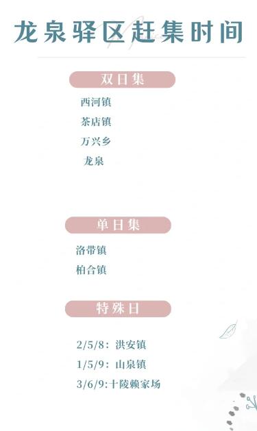 成都周边赶集时间表（阳历时间）
