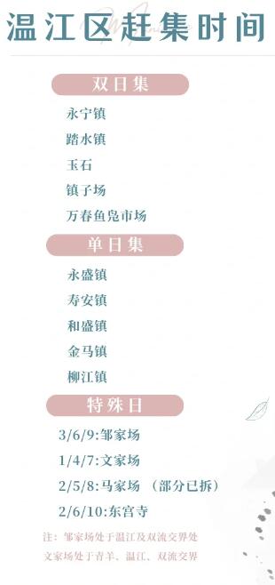 成都周边赶集时间表（阳历时间）